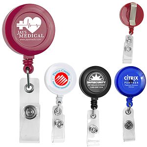 "Lorain VL" 30” Cord Round Retractable Badge Reel and Badge Holder with Metal Slip Clip Attachment