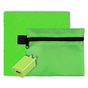 "TECHPACK" Tech Hom and Travel Kit with Microfiber Cleaning Cloth and US Wall Charger
