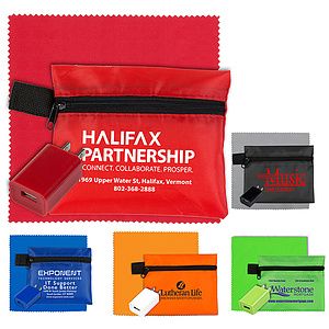 "TECHPACK" Tech Hom and Travel Kit with Microfiber Cleaning Cloth and US Wall Charger