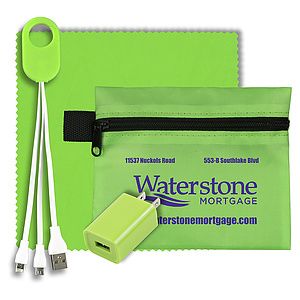"TECHPACK PLUS" Tech Home and Travel Kit with Microfiber Cleaning Cloth, USB Wall Charger