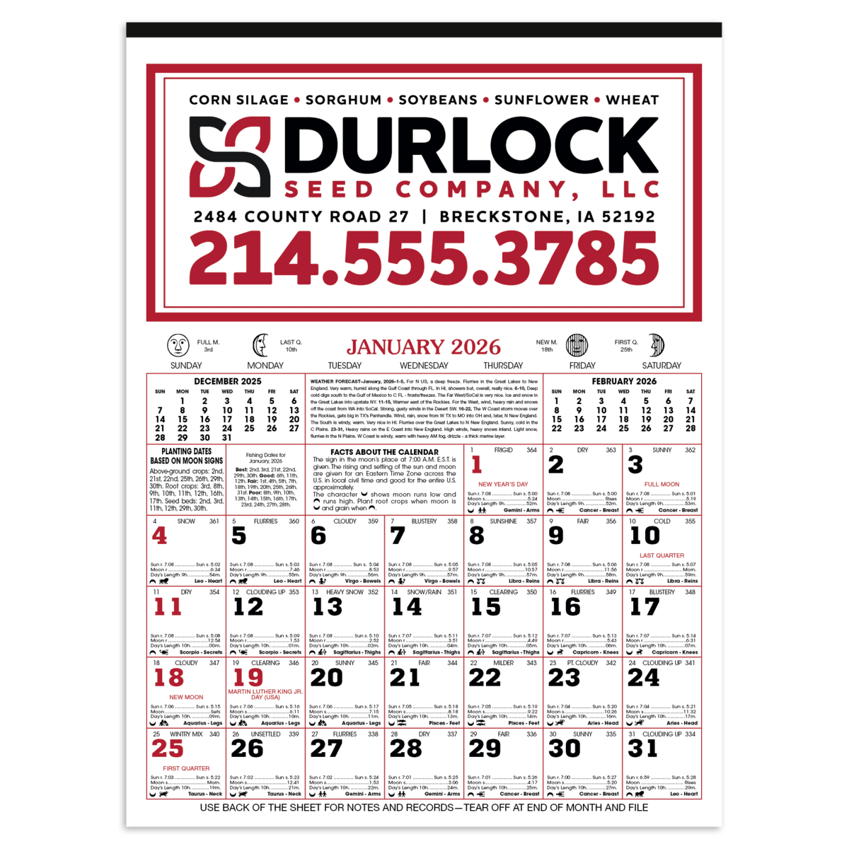 Skinner & Kennedy® 12-Sheet Almanac Calendar