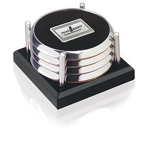 Four Coasters with Black Acrylic Tray
