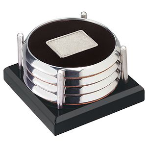 Four Coasters with Black Acrylic Tray