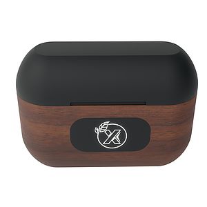 SCX Innovative Design™ Walnut Wood Wireless Earbuds and Charging Case