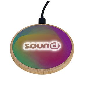 SCX Innovative Design™ Full-Color Bamboo 15W Wireless Charger