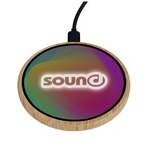 SCX Innovative Design™ Full-Color Bamboo 15W Wireless Charger