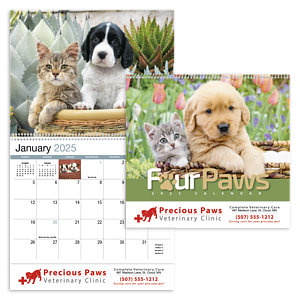 HotLine® Products Four Paws Appointment Calendar - Spiral
