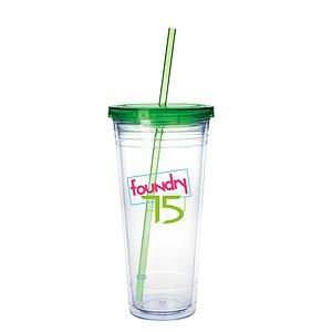 Good Value™ Clear Tumbler with Colored Lid - 24 oz.