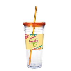 Good Value™ Clear Tumbler with Colored Lid - 24 oz.