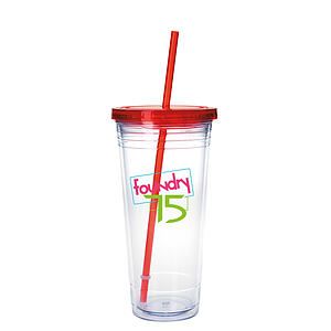 Good Value™ Clear Tumbler with Colored Lid - 24 oz.