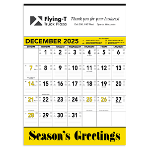 Triumph® Calendars Yellow & Black Contractor Memo Calendar