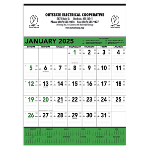 Triumph® Calendars Green & Black Contractor Memo Calendar