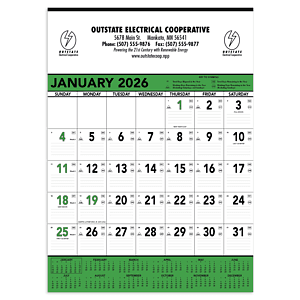 Triumph® Calendars Green & Black Contractor Memo Calendar