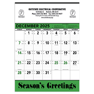 Triumph® Calendars Green & Black Contractor Memo Calendar