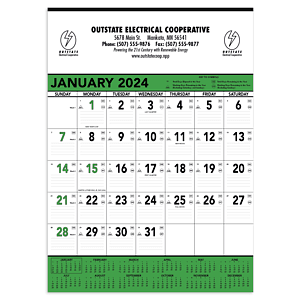 Triumph® Calendars Green & Black Contractor Memo Calendar