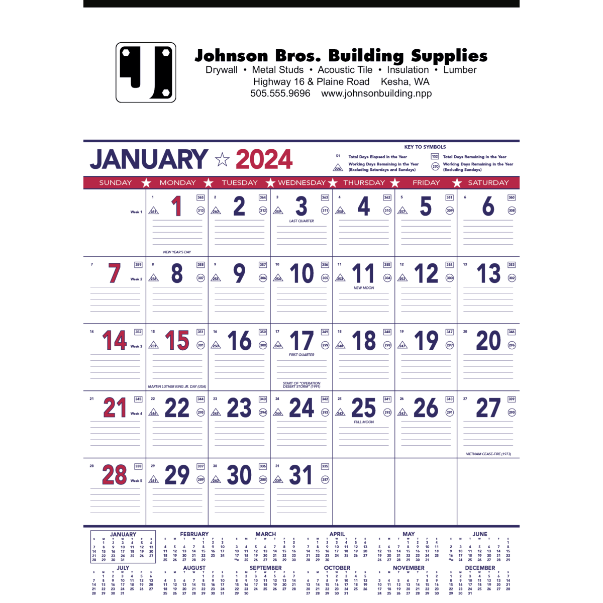 Triumph® Calendars Patriotic Contractor Memo Calendar