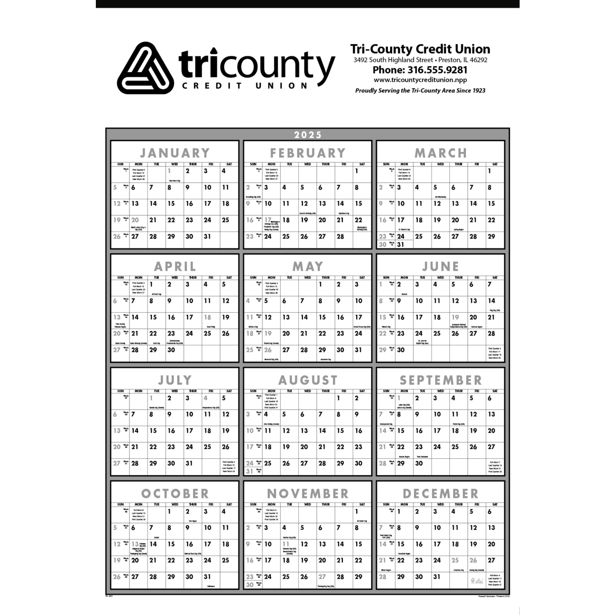 Triumph® Calendars Black & White Span-A-Year Non-Laminated Calendar