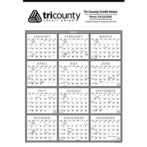 Triumph® Calendars Black & White Span-A-Year Non-Laminated Calendar