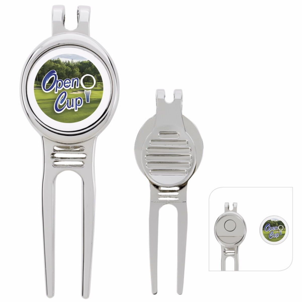 Golfers divot tool with ball marker Inkmule
