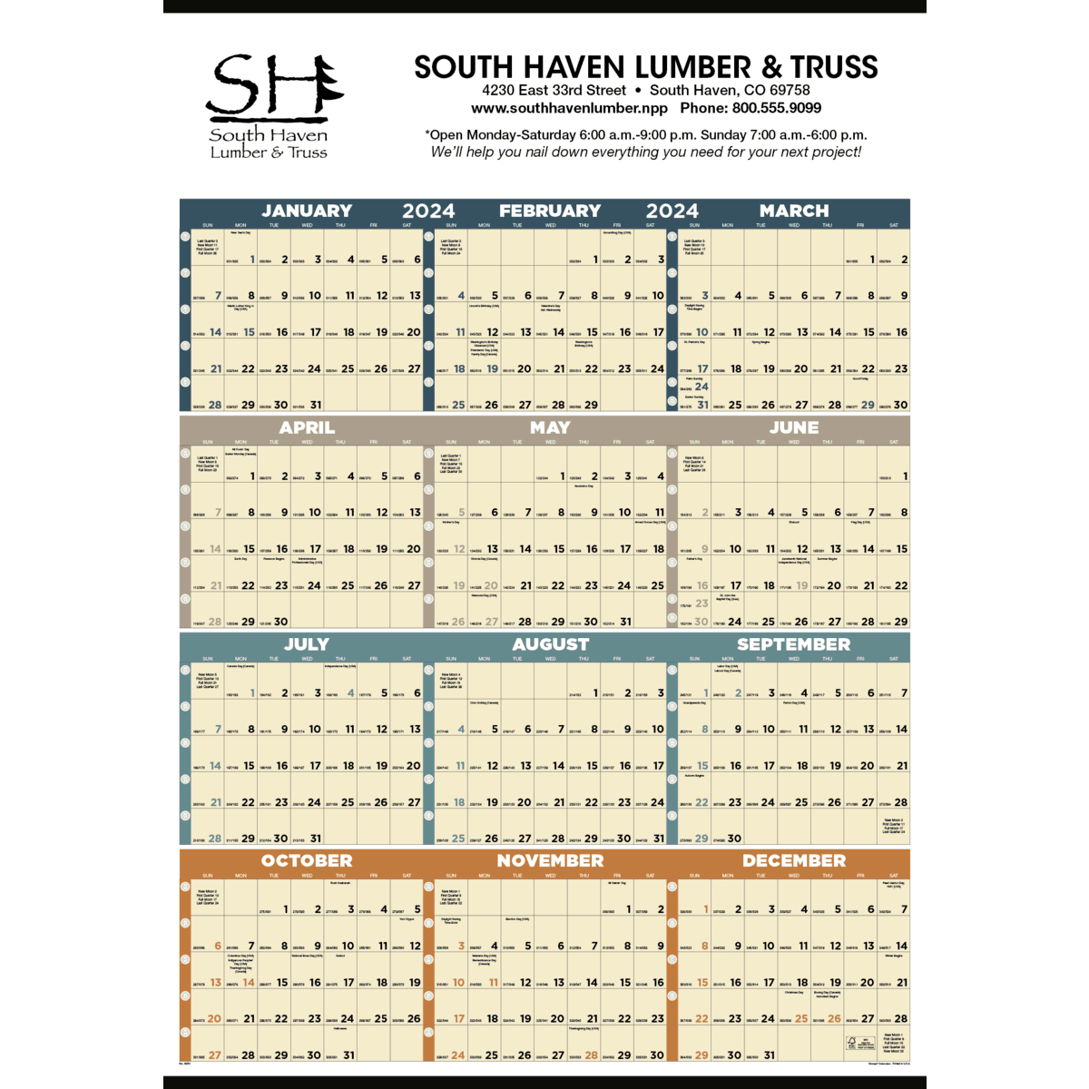 Triumph® Calendars Time Management Span-A-Year (Non-Laminated) Calendar