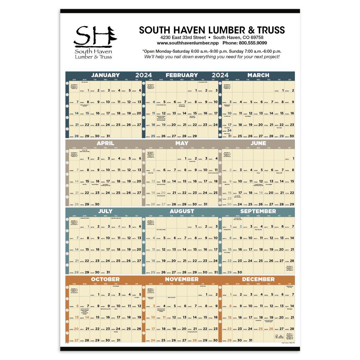 Triumph® Calendars Time Management Span-A-Year (Non-Laminated) Calendar