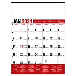 HotLine® Products Yearly Record® Red Calendar