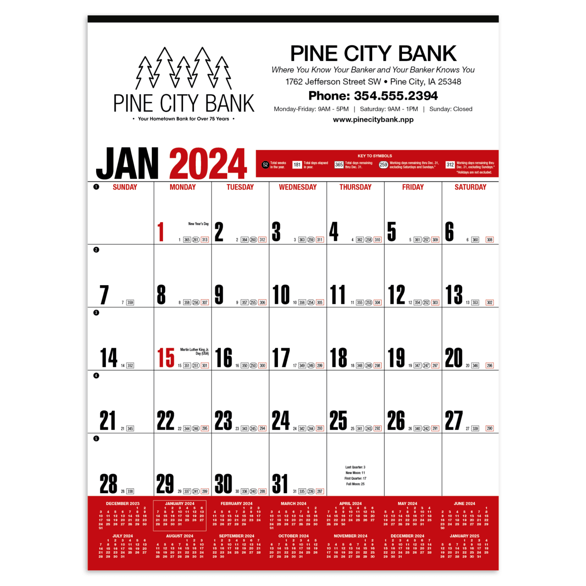 HotLine® Products Yearly Record® Red Calendar