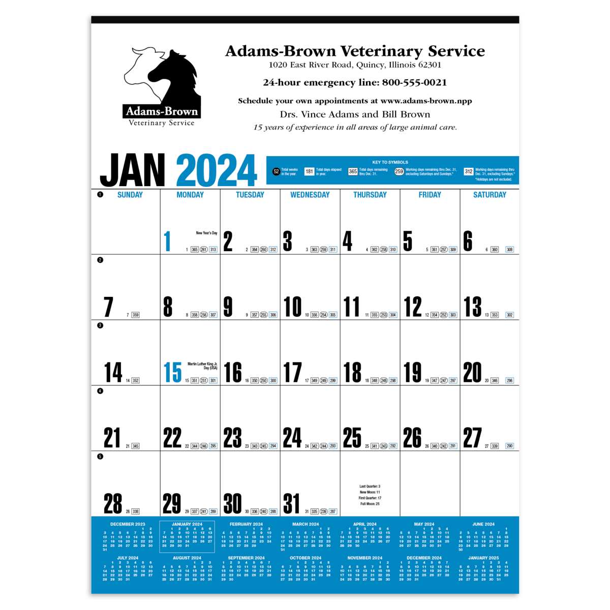 HotLine® Products Yearly Record® Blue Calendar