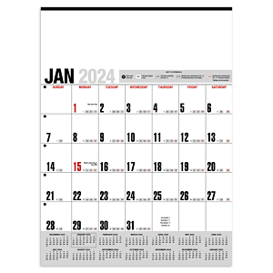 HotLine® Products Yearly Record® Gray with Red Calendar