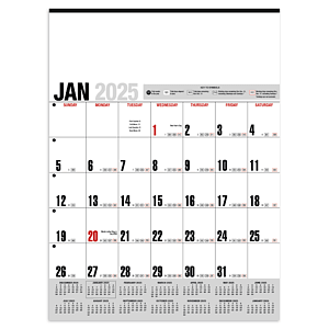 HotLine® Products Yearly Record® Gray with Red Calendar
