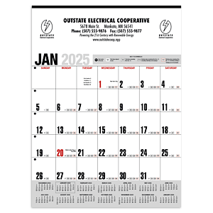 HotLine® Products Yearly Record® Gray with Red Calendar