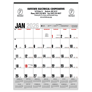 HotLine® Products Yearly Record® Gray with Red Calendar