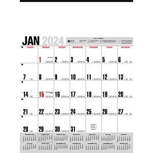 HotLine® Products Yearly Record® Gray with Red Calendar