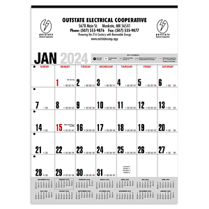 HotLine® Products Yearly Record® Gray with Red Calendar
