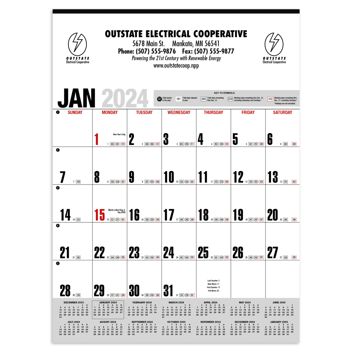 HotLine® Products Yearly Record® Gray with Red Calendar