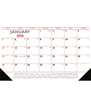 Triumph® Calendars Red & Black Desk Pad with Vinyl Corners