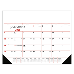 Triumph® Calendars Red & Black Desk Pad with Vinyl Corners