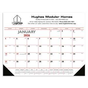 Triumph® Calendars Red & Black Desk Pad with Vinyl Corners