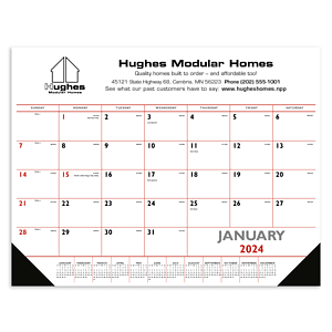 Triumph® Calendars Red & Black Desk Pad with Vinyl Corners
