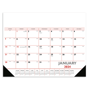 Triumph® Calendars Red & Black Desk Pad with Vinyl Corners