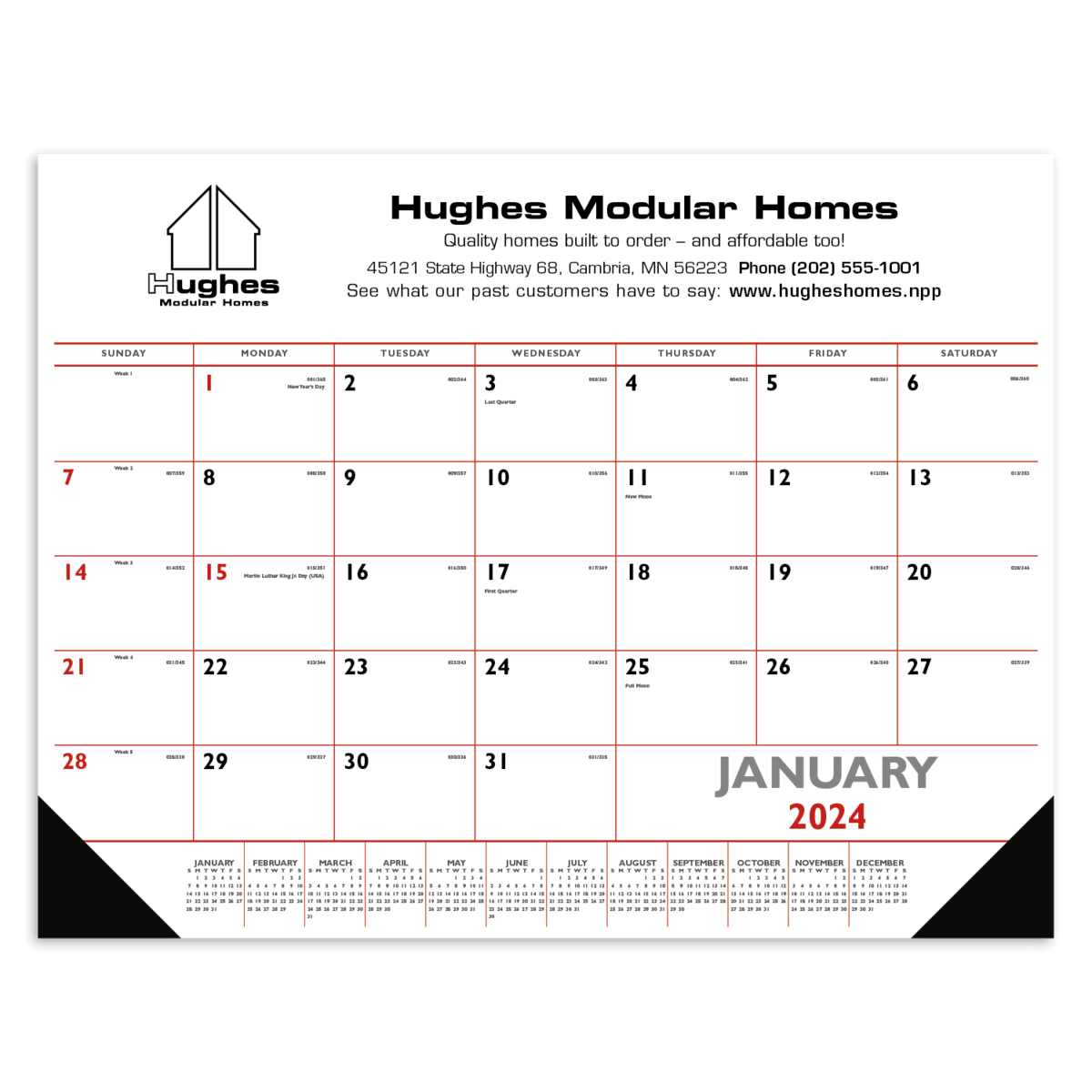 Triumph® Calendars Red & Black Desk Pad with Vinyl Corners