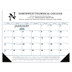 Triumph® Calendars Blue & Black Desk Pad with Vinyl Corners