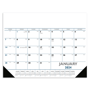 Triumph® Calendars Blue & Black Desk Pad with Vinyl Corners