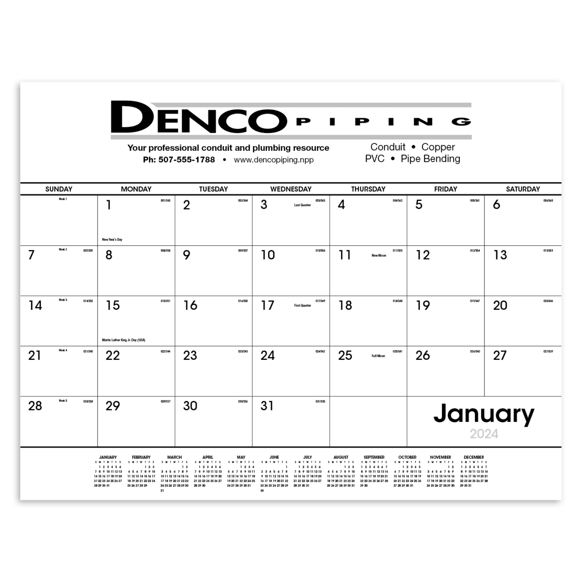 Triumph® Calendars Black & White Desk Pad