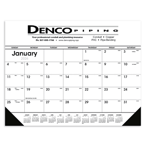 Triumph® Calendars Black & White Desk Pad with Vinyl Corners