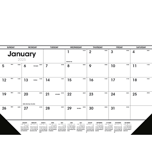 Triumph® Calendars Black & White Desk Pad with Vinyl Corners