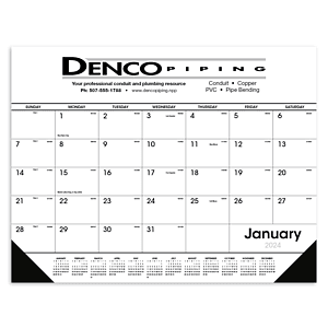 Triumph® Calendars Black & White Desk Pad with Vinyl Corners