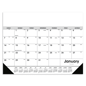Triumph® Calendars Black & White Desk Pad with Vinyl Corners