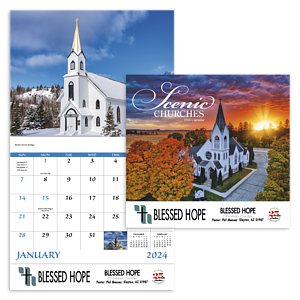 Good Value™ Scenic Churches - Stapled Calendar