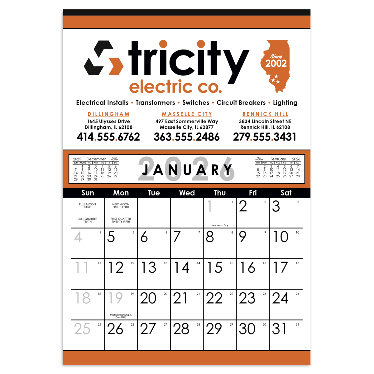 Skinner & Kennedy® Commercial 12-Sheet Calendar